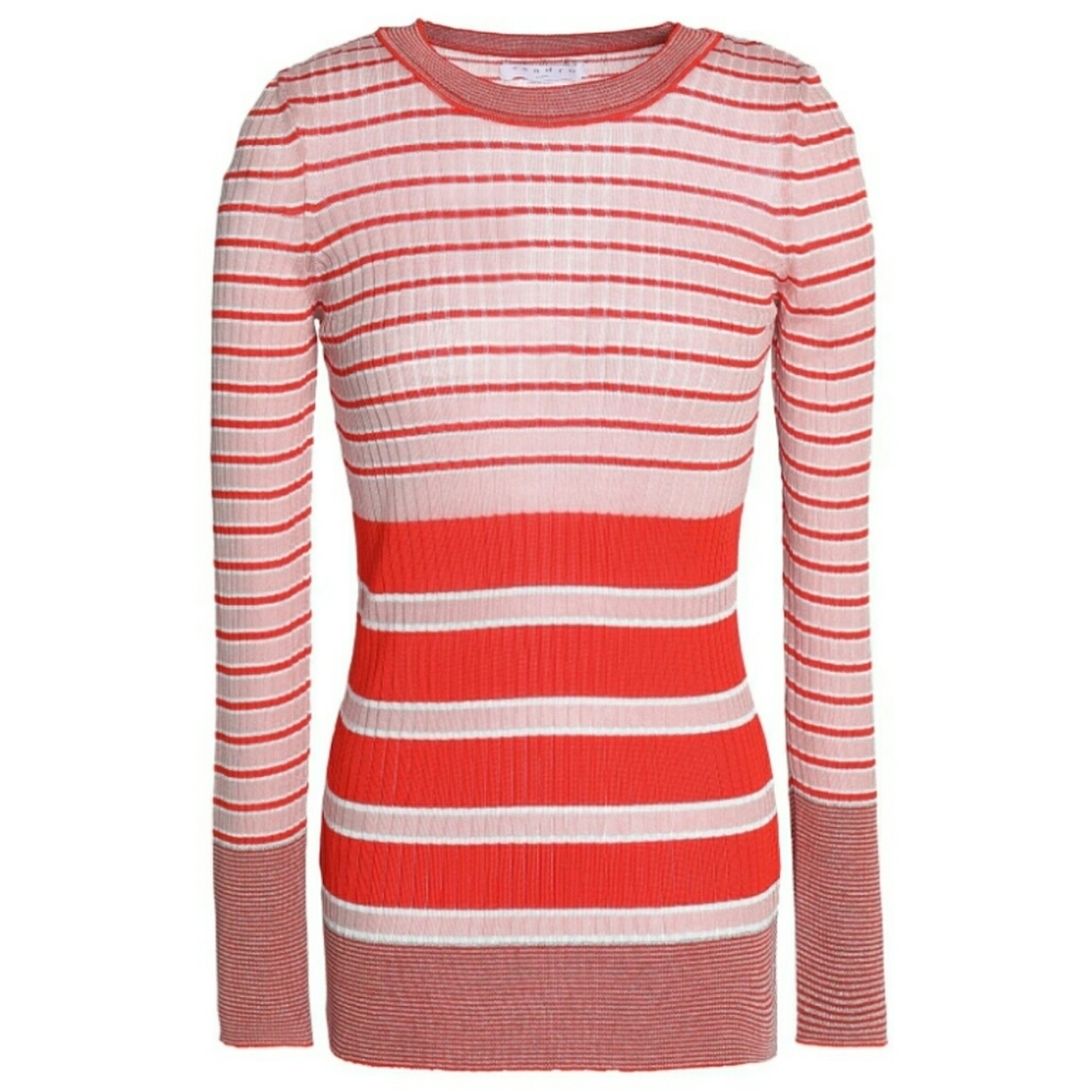 NWT Sandro Paris Ribbed Long Sleeve Striped Top - Picture 3 of 14